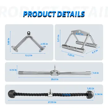 三頭肌下壓和背闊肌下拉附件,帶有V型手柄旋轉桿的纜繩器械配件,三頭肌繩索V型桿 10 最佳銷售 健身纜繩附件 - №3