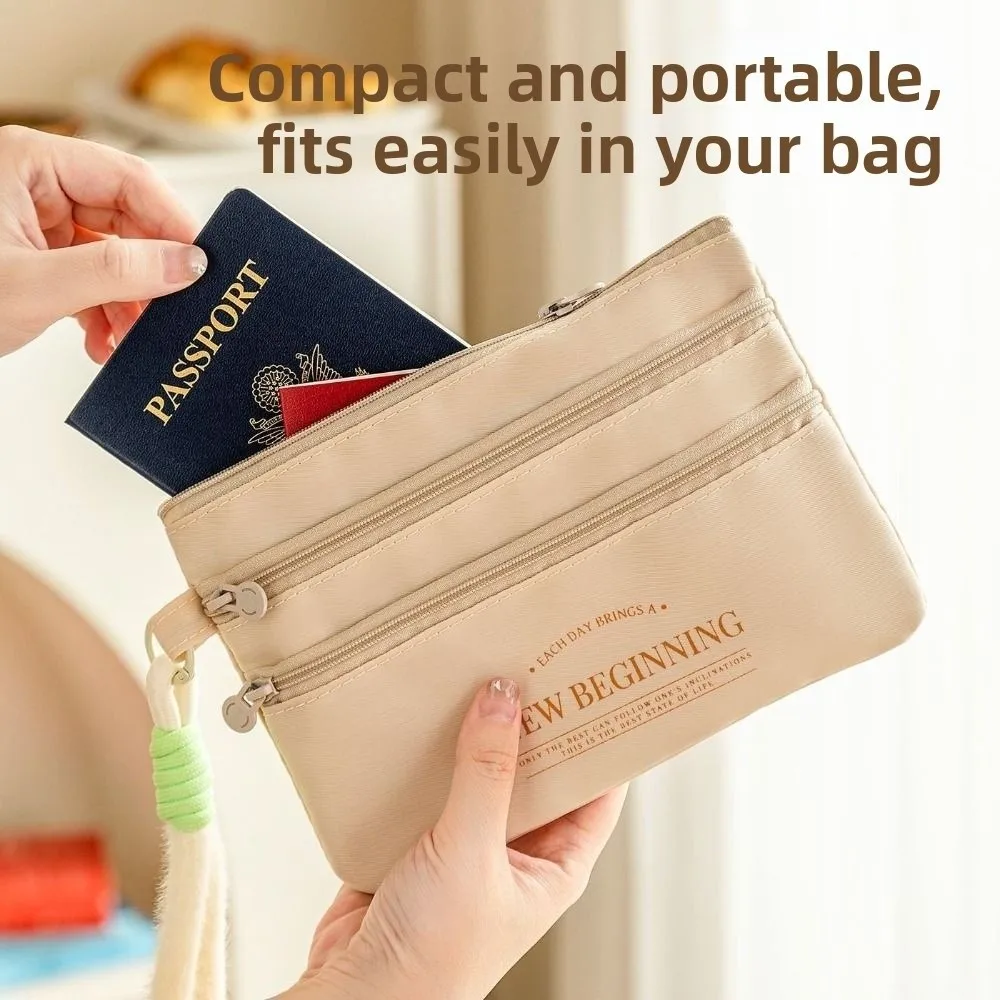 

Creative 3 Layer ID Card Storage Bag Waterproof Portable Plane Ticket Bag Lightweight with Rope Passport Holder Wallet Men