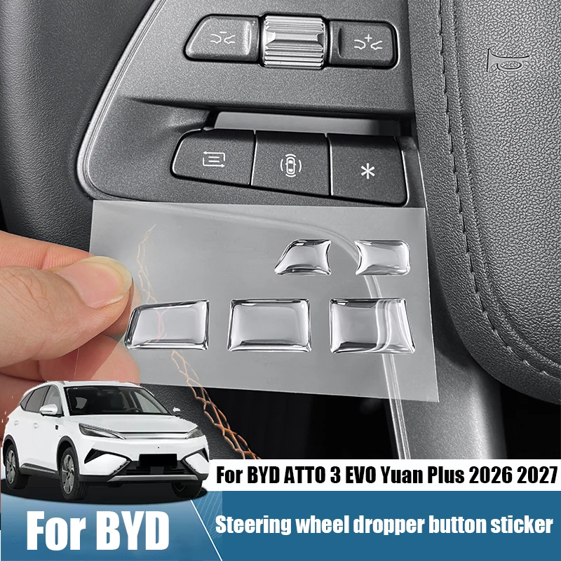 Steering wheel dropper button protective sticker interior decoration For BYD ATTO 3 EVO Yuan Plus 2026