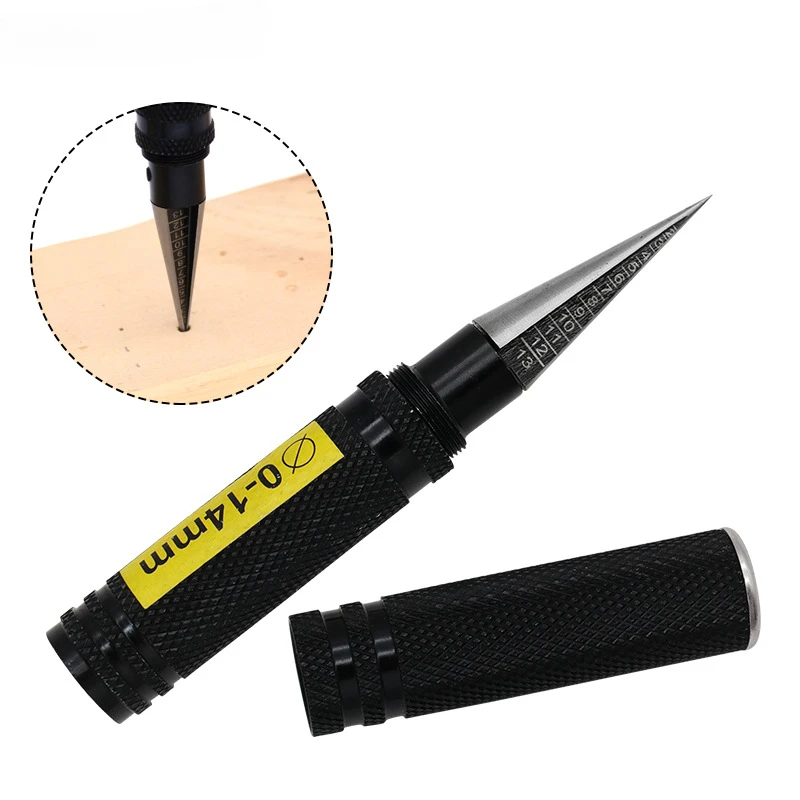 

0-14mm Hole Opener Steel Wood Manual Expanding Core Drill Reamer Positioning Hole Opener Center Punch Reaming Knife Model Tool