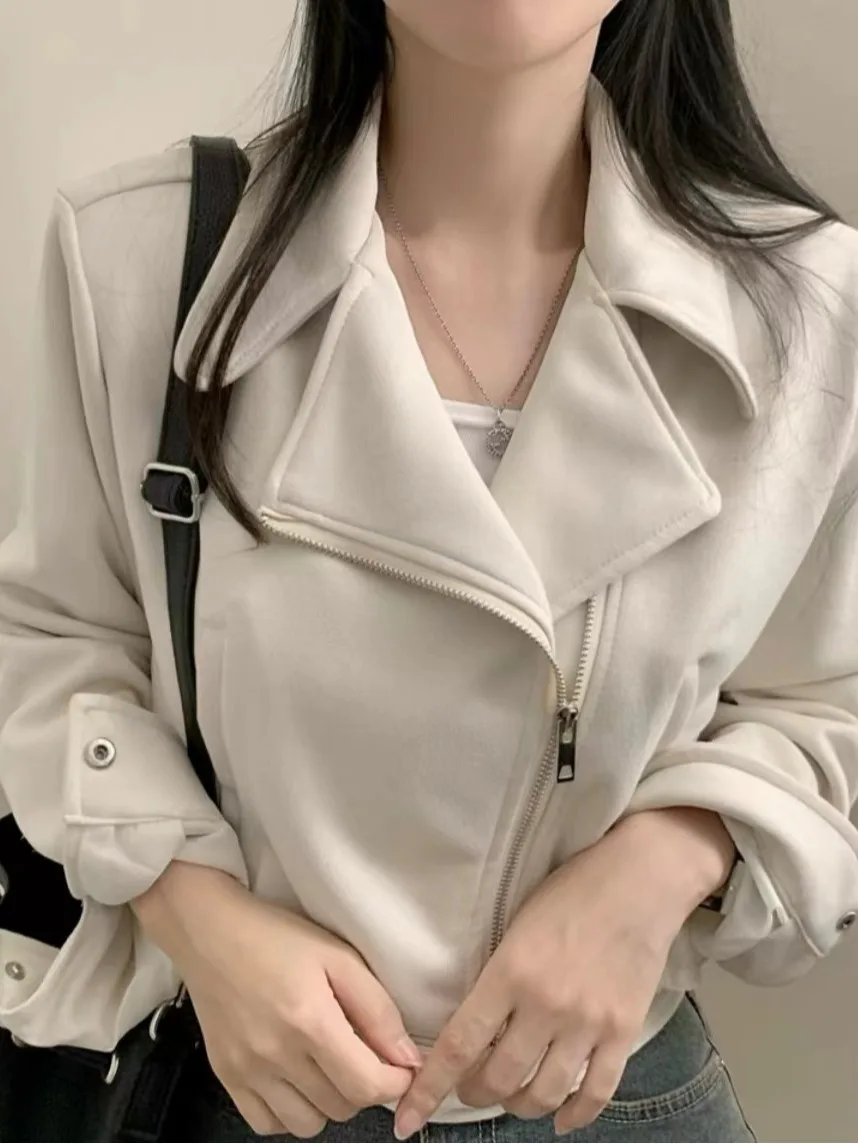 أنيقة الخريف الشتاء ort الجلد المدبوغ Jaet المرأة تصميم سستة طوق السائق Sle أعلى ألياف البوليستر طويلة Sve لون نقي #4