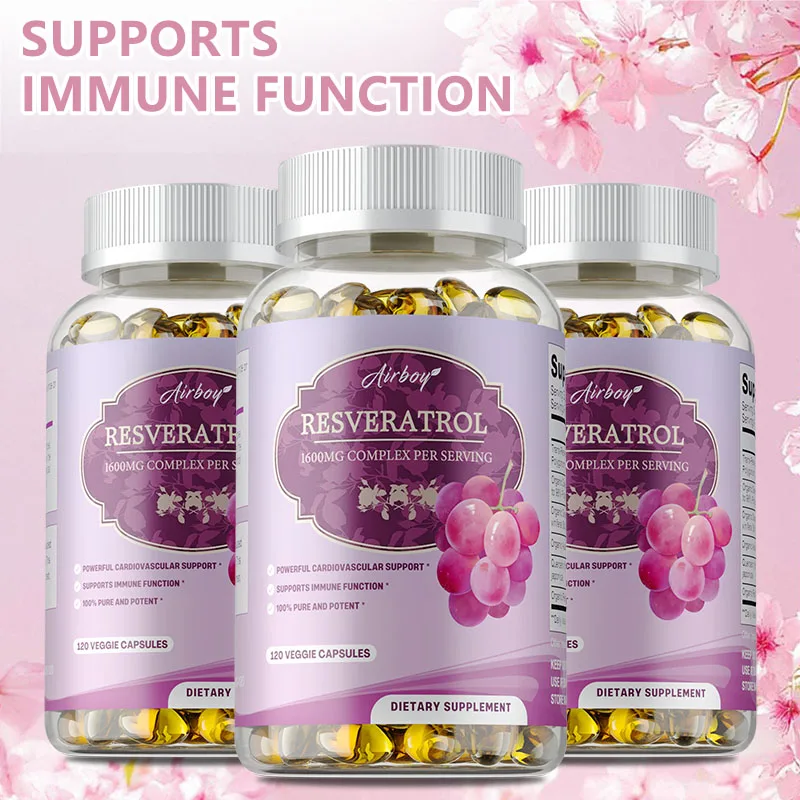 

Resveratrol Capsules - Promotes Anti-aging, Cardiovascular Support, Supports Digestive Health and The Immune System