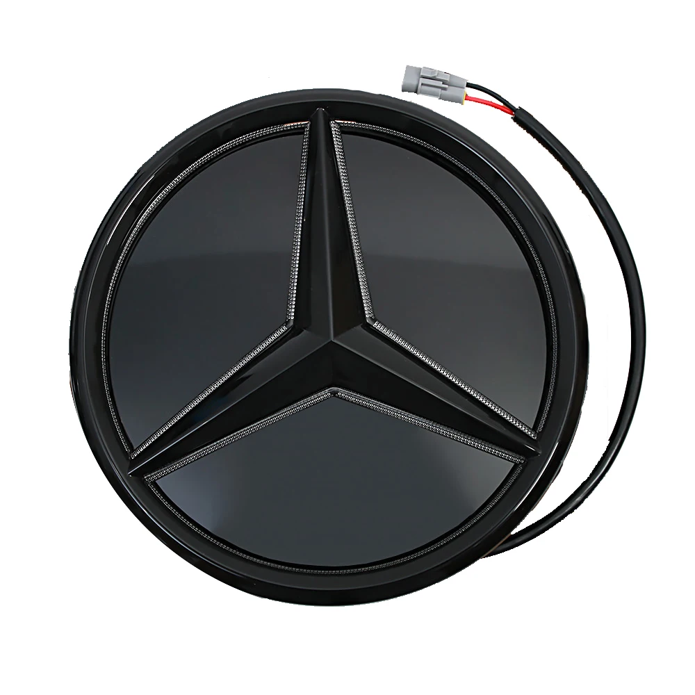 LED Mirror Style For Mercedes 16-19 GLC GLE GLS -Class Front Grilled Star Emblem Illuminated Logo Glossy Black And Chrome Silver