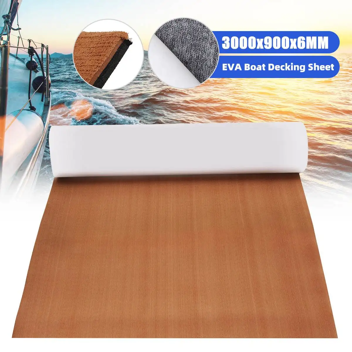 Self-Adhesive 3000x900x6mm EVA Foam Marine Boat Yacht Flooring Faux Teak Sheet Pad Boat Decking Decor Mat