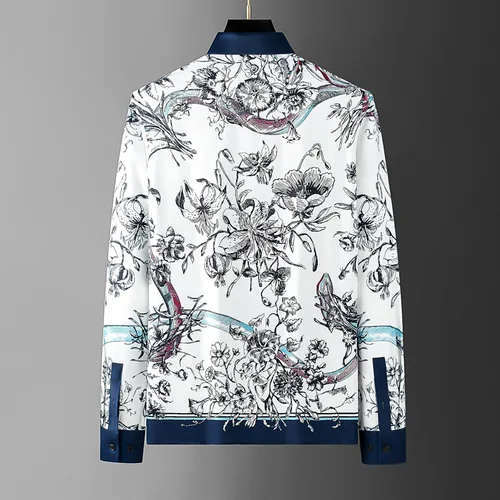Imagen 2 del producto 2025 Primavera Verano camisa con estampado Floral hombres Vintage Slim Fit camisas casuales de manga larga camisa de vestir Formal Social de negocios S-5XL