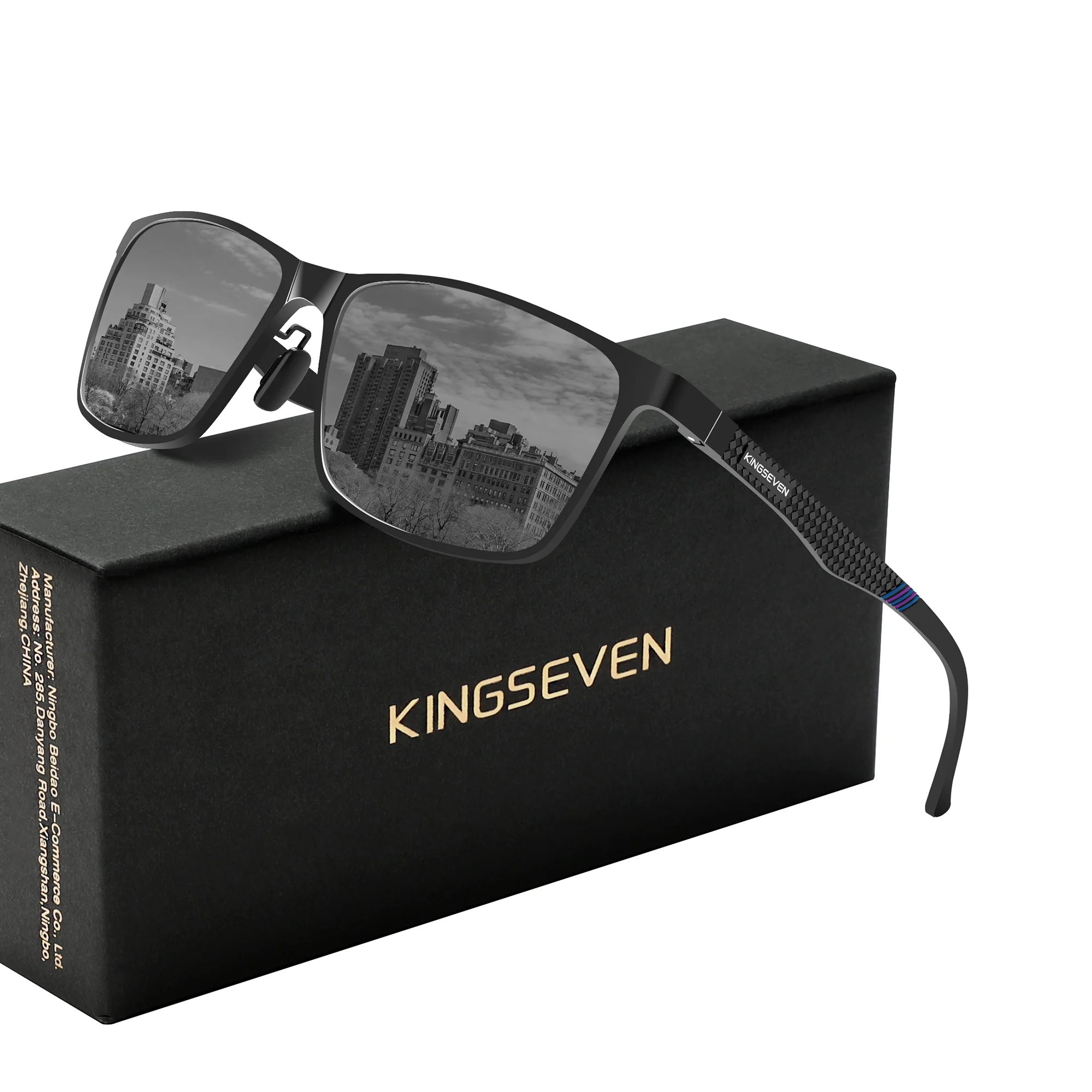 KINGESEVEN Brand High Quality Sunglasses Rectangle Men Glasses Polarized Anti-UV400 Male Women Outdoor Causal Fishing Eyewear