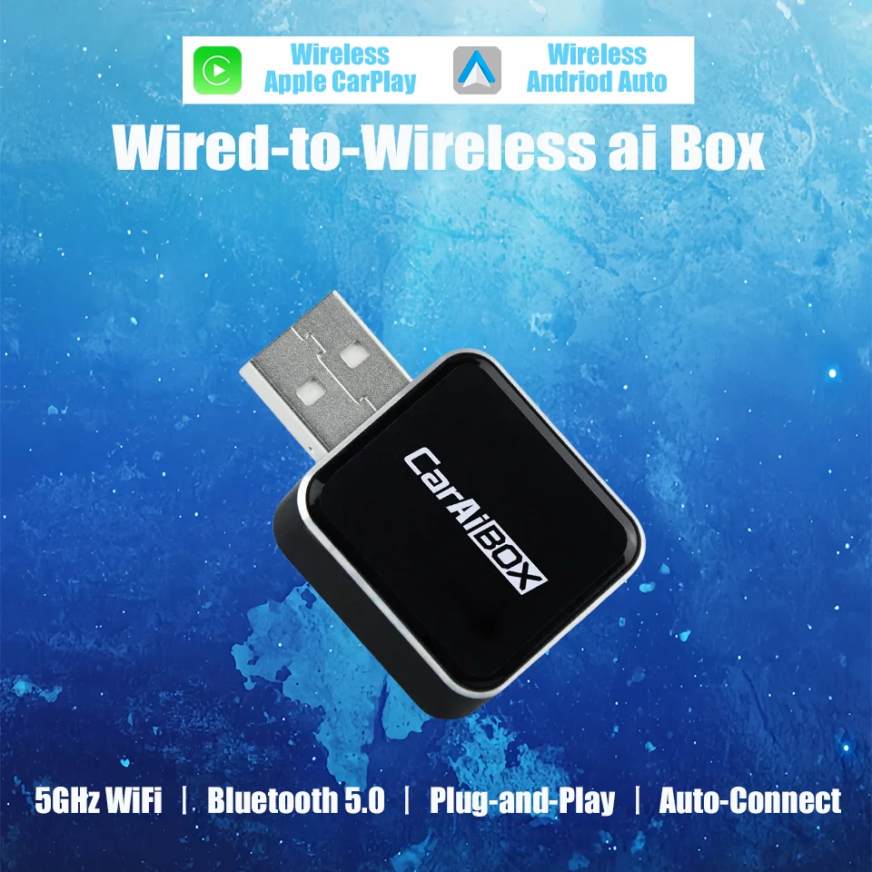 

New CarPlay ai Box Apple CarPlay and Android Auto 2In1 Smart Mini Box Wired-to-Wireless 5GWifi BT5.0 Plug and Play Auto-Connect