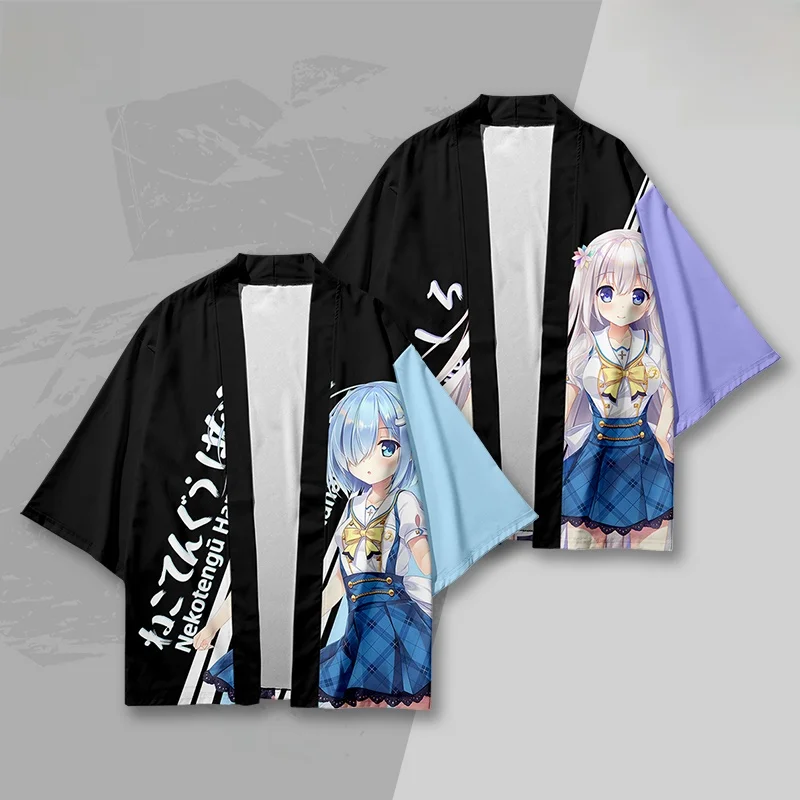 

Кимоно в стиле аниме Qui Dry, удобная посадка, из полиэфирного волокна, с принтом, повседневная одежда для молодежи