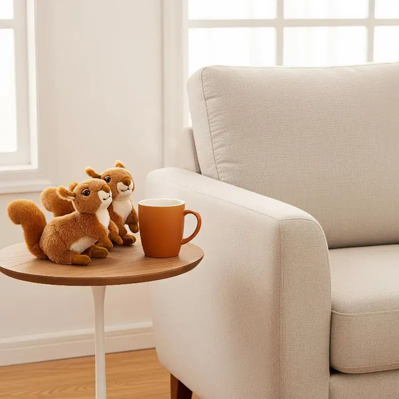 Cute Lifelike Simulation Squirrel Plush Toy Soft Fluffy Stuffed Doll for Home Decor Kids Surprise Gifts Zoo Souvenir