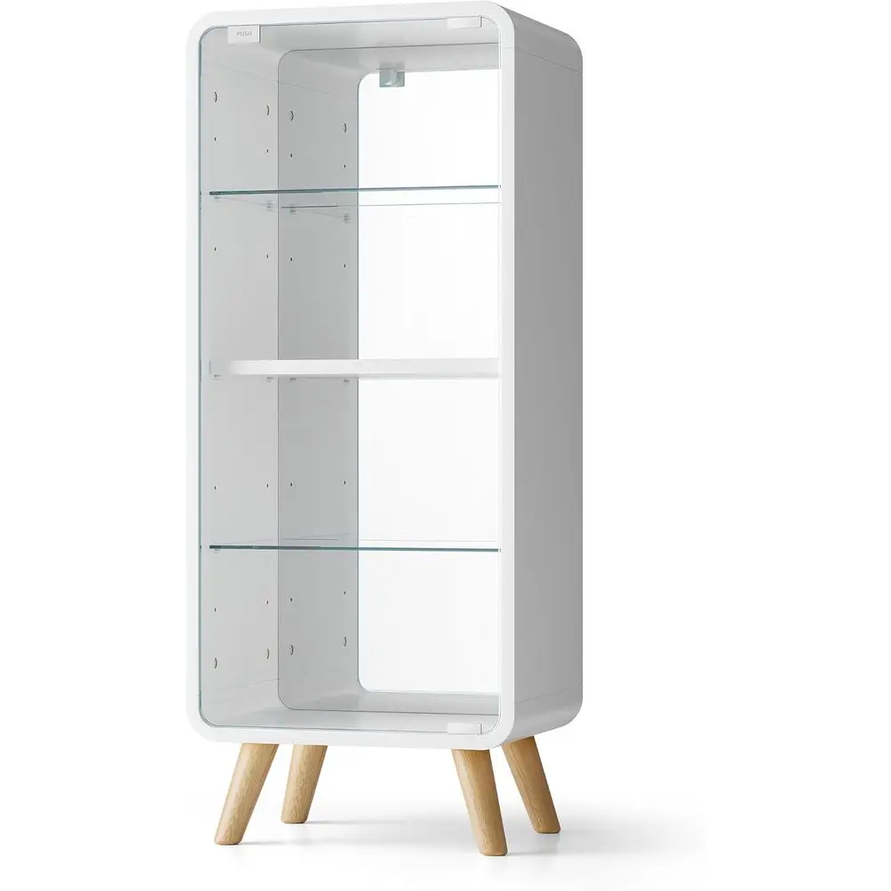 4-Tier Adjustable Glass Display Cabinet with Mirror Back, Figure Storage, 14.2W x 10.2D x 35H