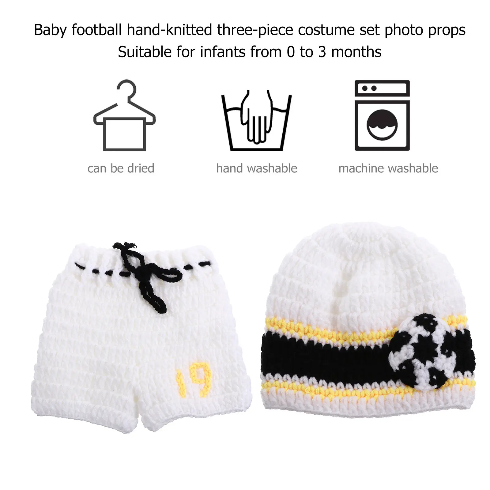 

Baby Photo Props Football Costume Set Hand Knitted Shorts Hat Soft Warm Newborn Photography Outfit Lovely Baby Clothes