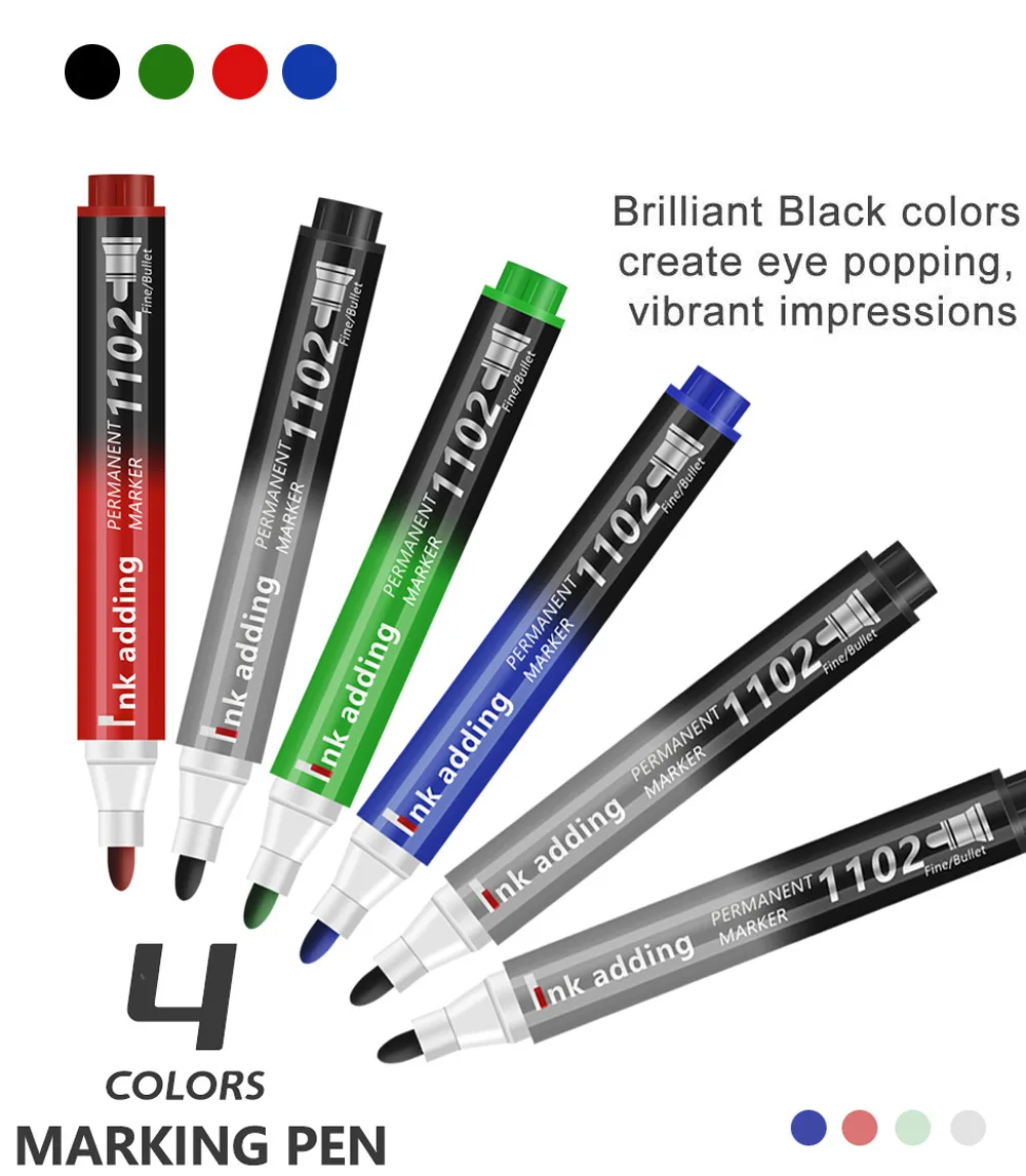 4 قطعة/المجموعة الفن الأسود الأزرق الحبر قلم طلاء دائم القلم للبلاستيك الخشب الحجر المعادن الزجاج العبث بمناسبة الكتابة على الجدران مقاوم للماء