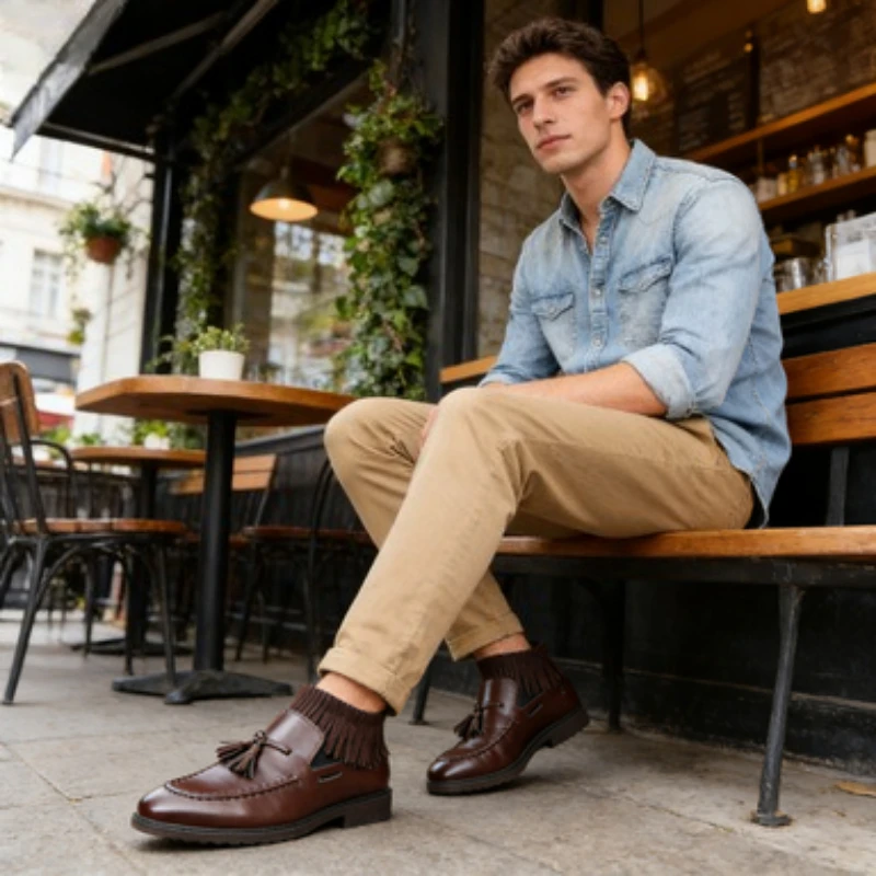 

Large Size One-pedal Loafers Men's Shoes Men's Shoes British Men's Casual Leather Shoes Doudou Tassel Small Leather Shoes