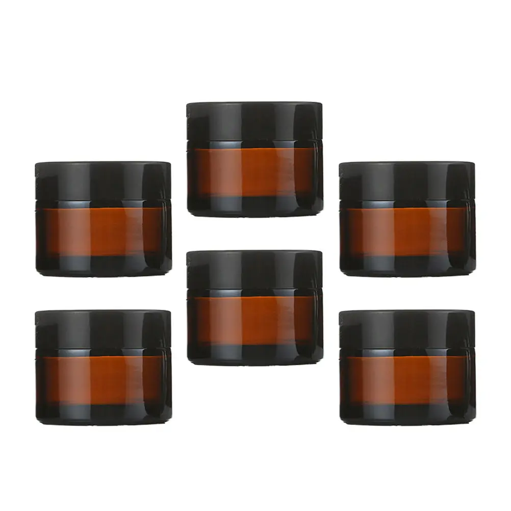 6Pcs Leakproof Cosmetics Bottles Subpackaging Makeup Containers Portable Cream Storage Holder Black Brown 15G Cream Bottles