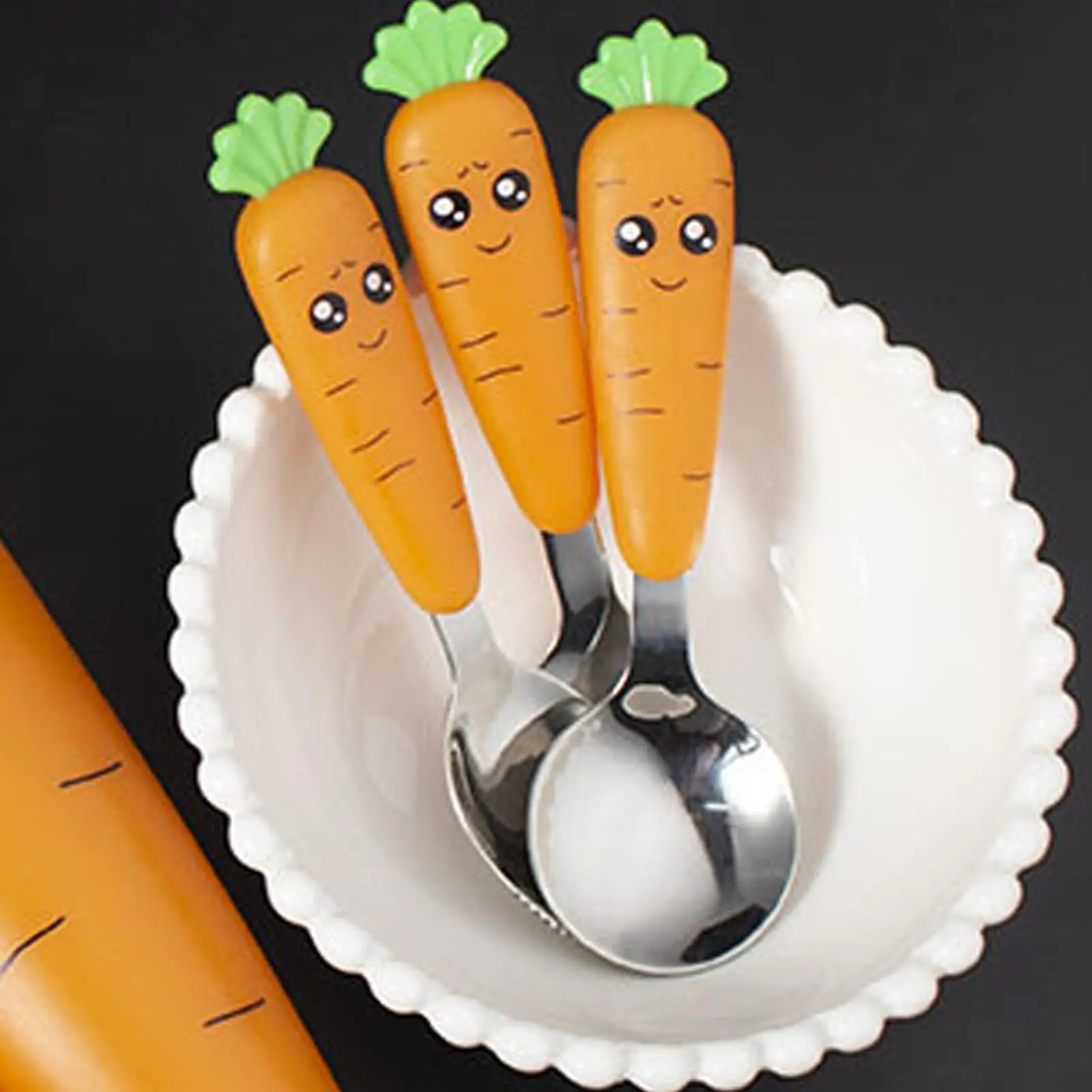 Stainless Steel Non Slip Short Handle Metal Kids Utensils Table Spoon Children Fork Spoon For Boys Girls Home Kitchen Picnic