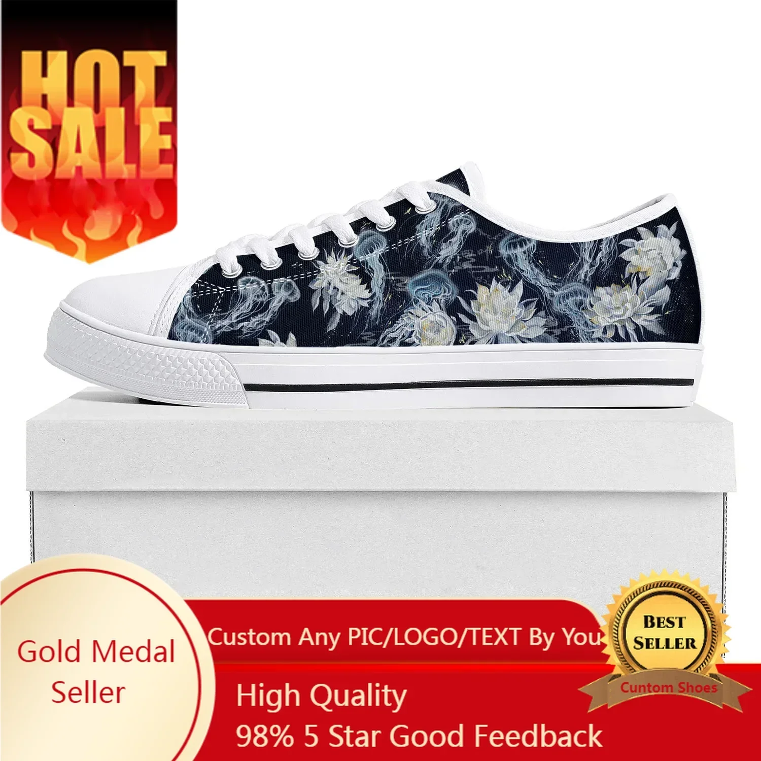 Jellyfish Pattern Low Top High Quality Sneakers Mens Womens Teenager Tailor-made Shoe Canvas Sneaker Casual Couple Shoes