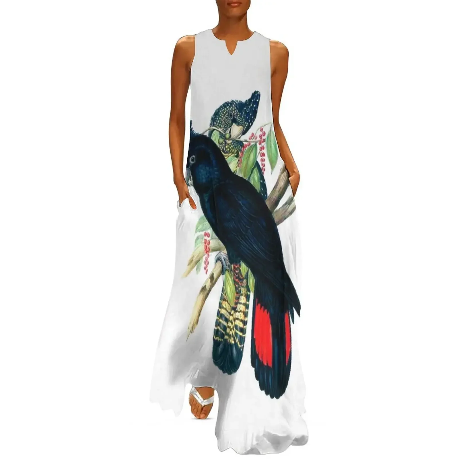 

Australian Banksian Black Cockatoo Long Dress summer clothes for women ceremony dresses women's clothing korea stylish Dress