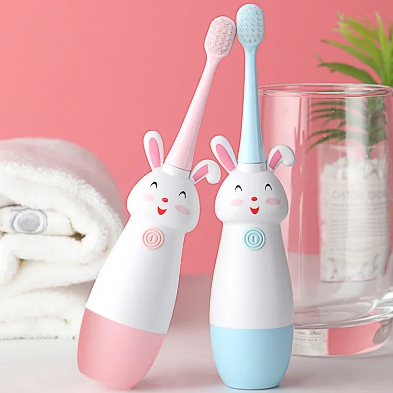 New Cute Bunny Cartoon Kids Electric Toothbrush - Sonic Non-Slip Soft Fur - Household Children's Portable Rotation