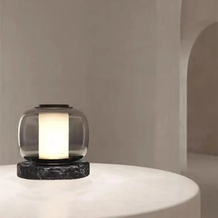 Modern Simple Marble Table Lamp LED Bedroom Bedside Atmosphere Night Light Creative Design Room Decoration Glass Table Lamp