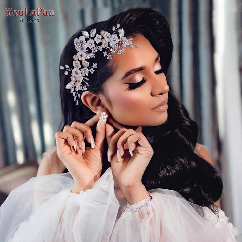 

YouLaPan Свадебная расческа для волос с цветком, аксессуары для волос с кристаллами, свадебные боковые расчески, головной убор для вечеринки, головной убор для девочек, HP337