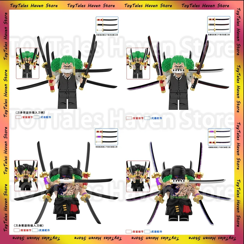 One Piece Nine Knife Flow Roronoa Zoro Assembled Building Blocks Renzi Toys Anime Accessories Gifts Collection Models