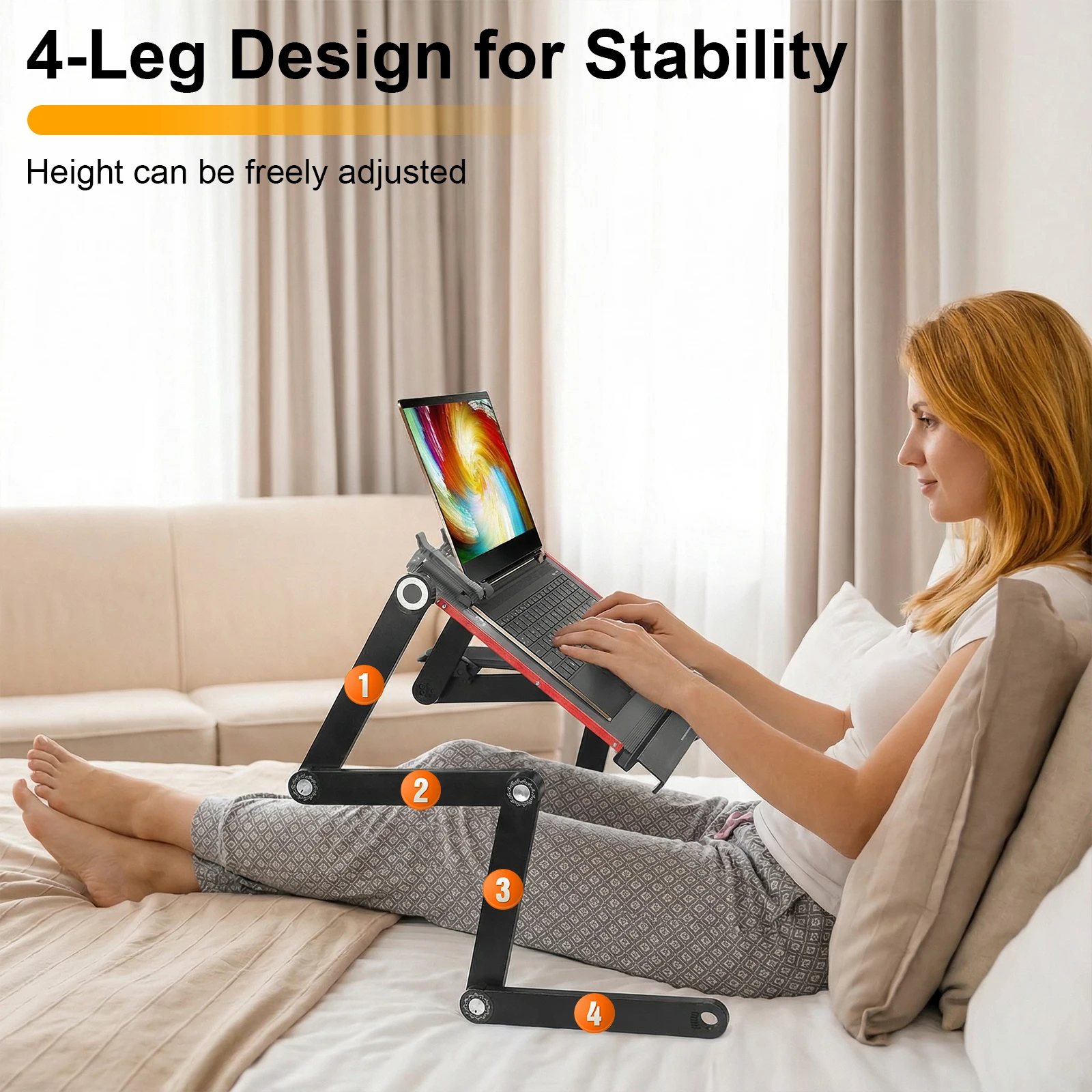 

Foldable Laying Down Desk Adjustable Height Foldable Computer Holder for Bedroom Couch Office