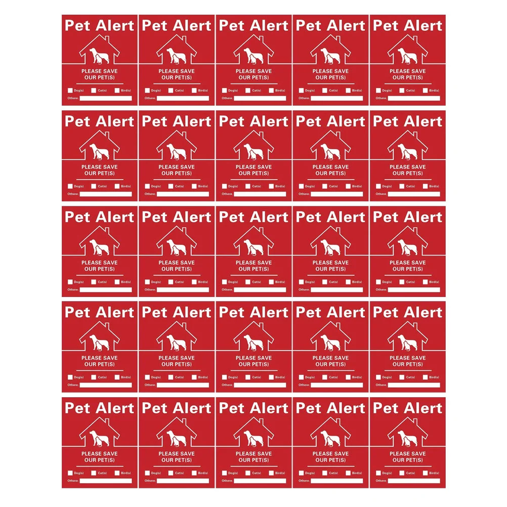 30 листов детские игрушки, наклейки, предупреждающая наклейка, оконный искатель, аварийный аксессуар для красных домашних животных