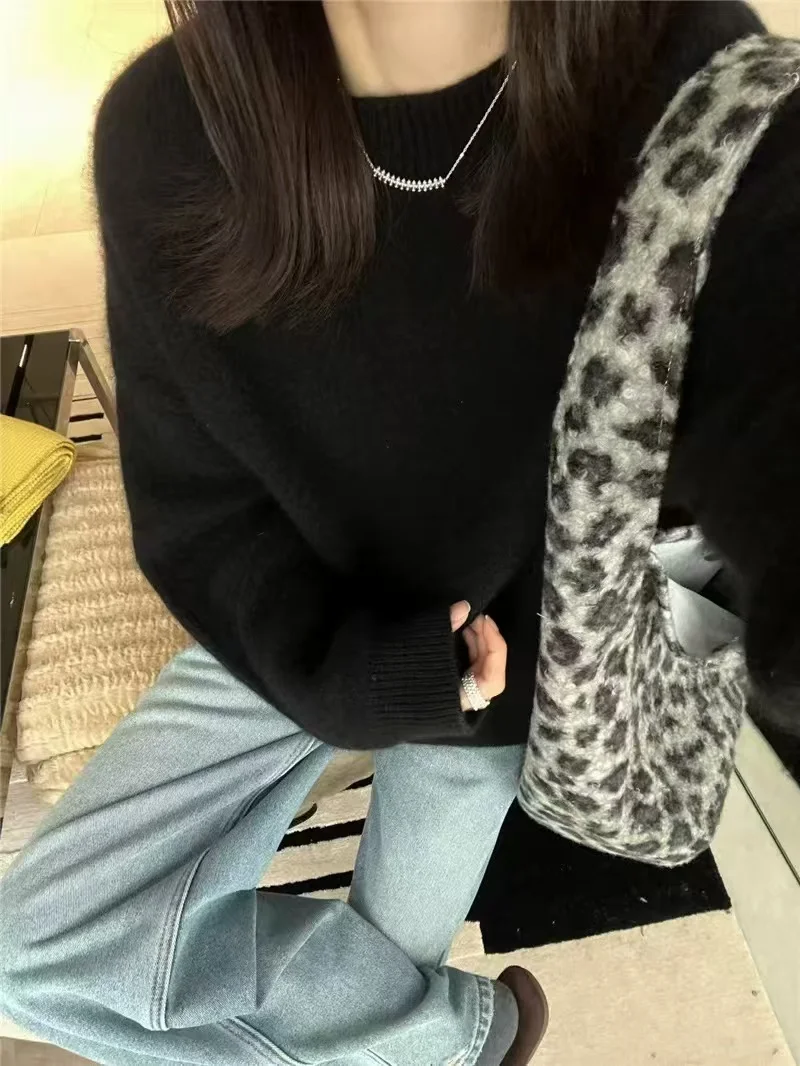 High-grade cashmere turtleneck sweater with casual loose sweater top