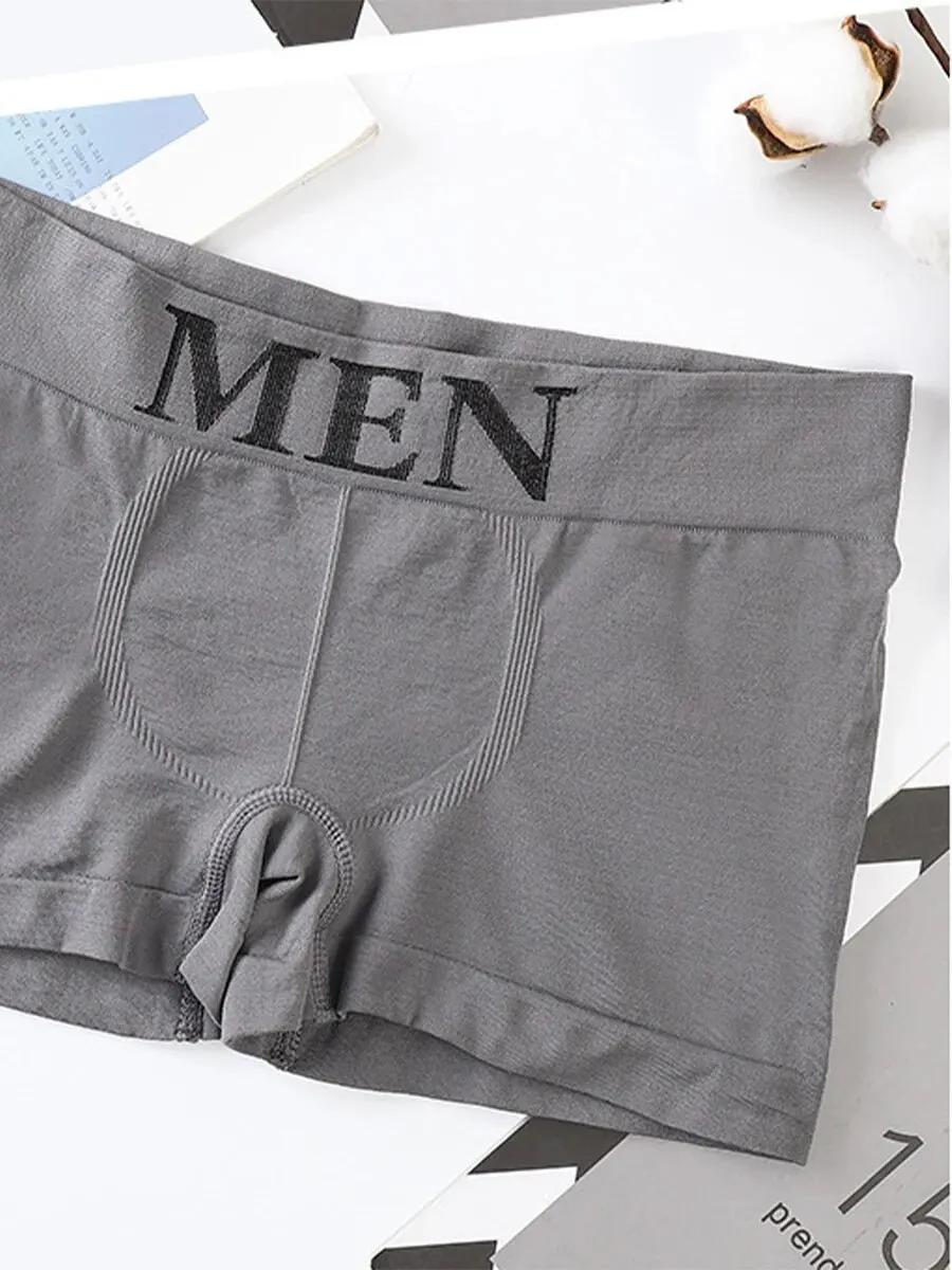 5 PCs Men\'s High Elastic Plain Color Comfortable Boxer Briefs Panties Breathable Pantyhose