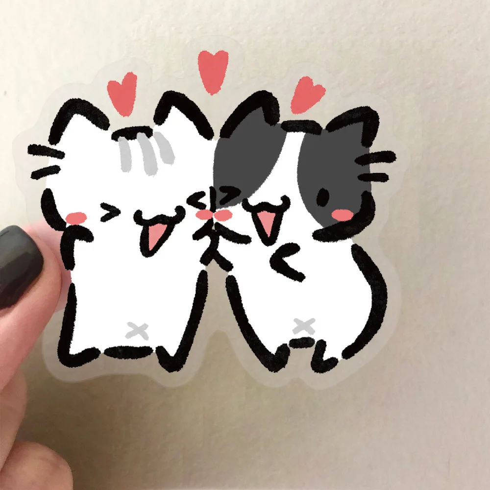 10/30/54PCS 귀여운 새끼 고양이 재미 있은 Meme 고양이 스티커 개인화 된 크리 에이 티브 장식 스쿠터 전화 케이스 낙서 투명 데칼