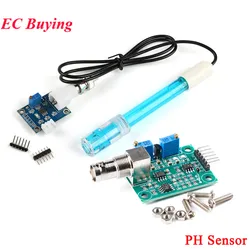PH Sensor Module For Arduino PH 0-14 Value Liquid Detection Test Electrode Probe for 51/STM32 BNC 5V DS18B20 Signal Output Port