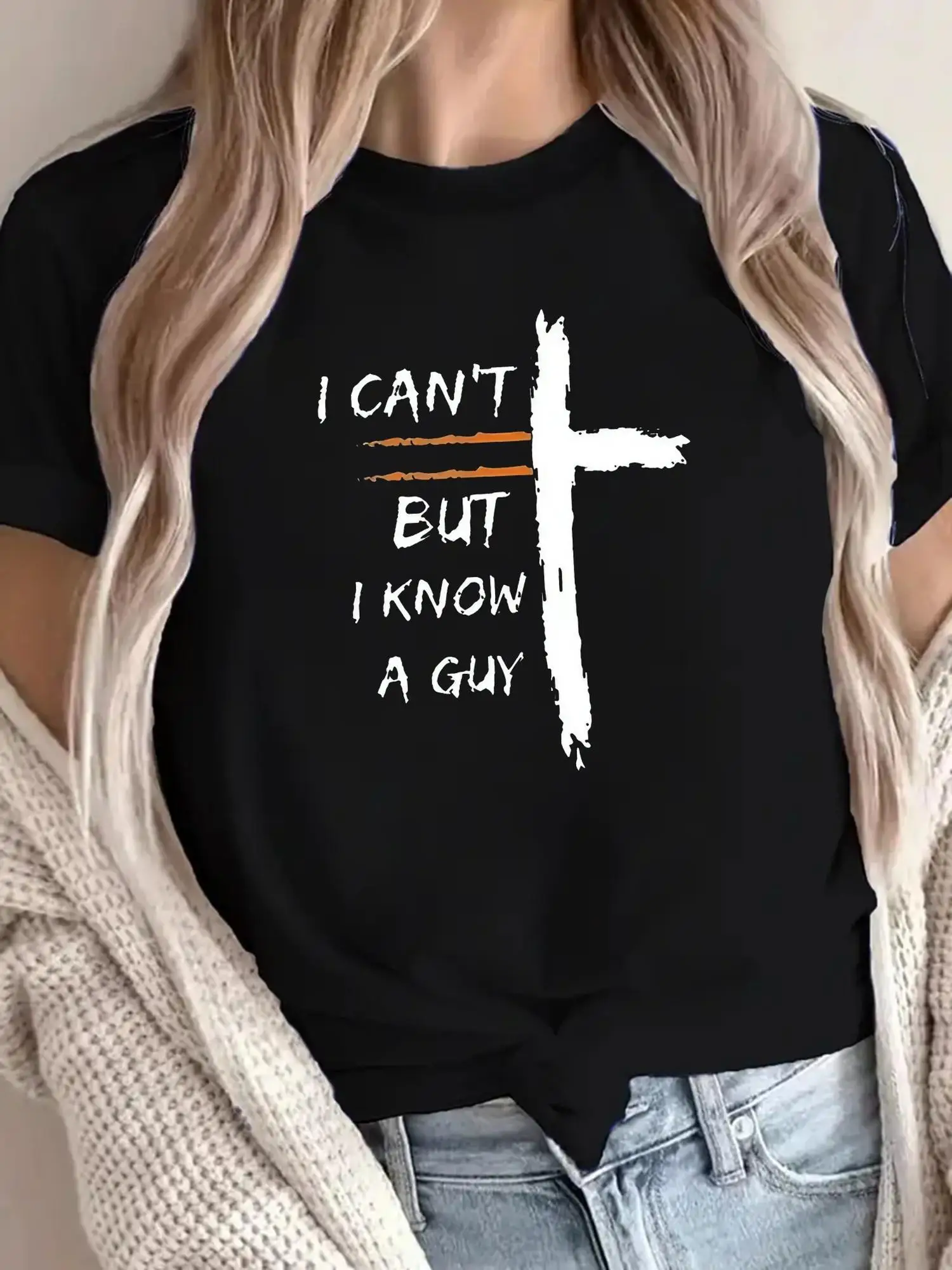 تي شيرت نسائي نقي مقاس كبير I CAN T G500L مقاس مريح 0XL-4XL