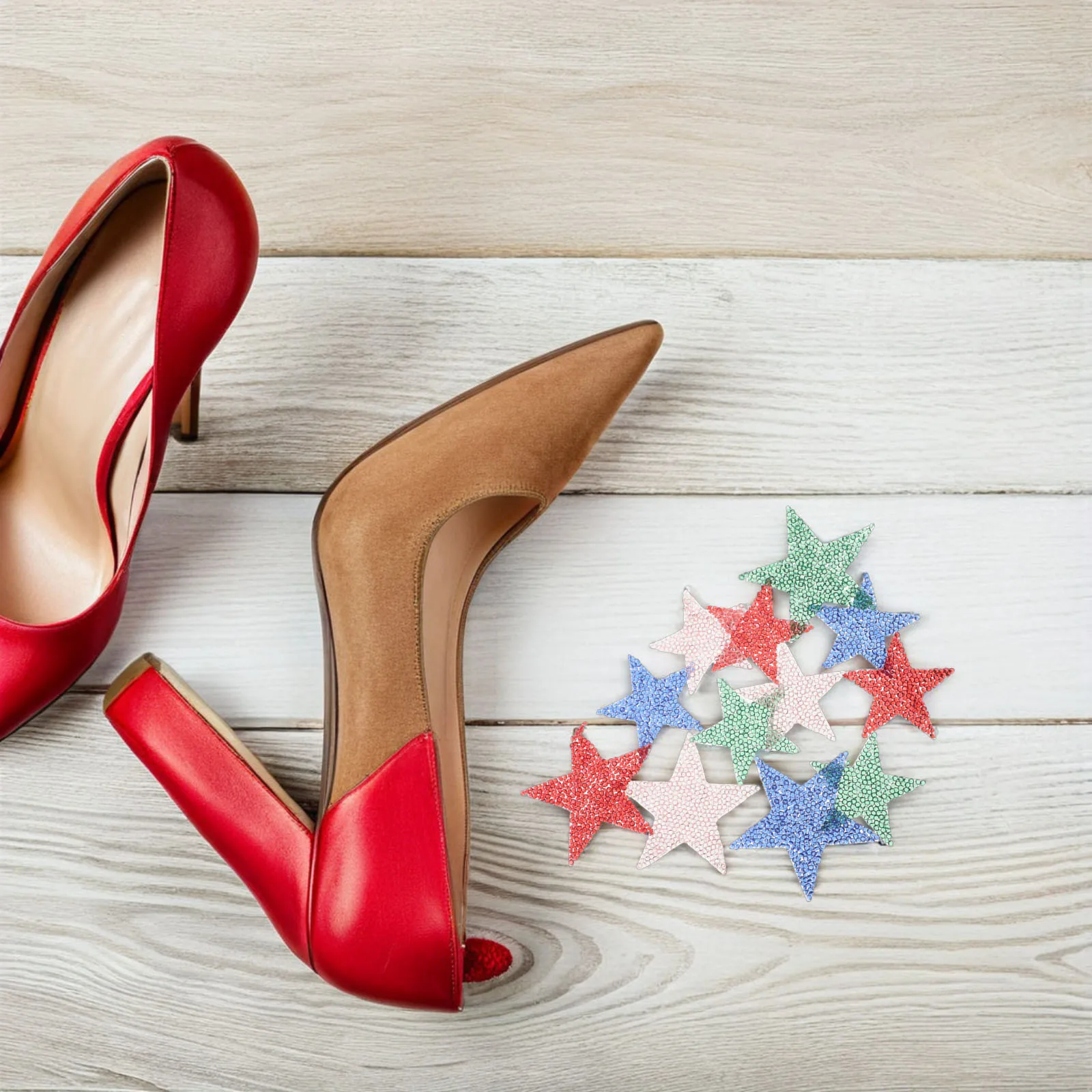 

12 Pcs Decorative Rhinestones Jean Patches Iron Star Shape Dress Appliques Resins Backpack