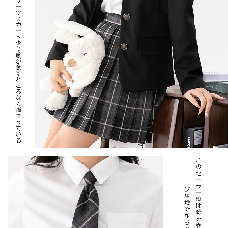 Uniformi scolastiche giapponesi per ragazza Giacca scolastica coreana Set giacca lunga Gonna a pieghe JK Cravatta da marinaio Anime Cos Costumi da donna