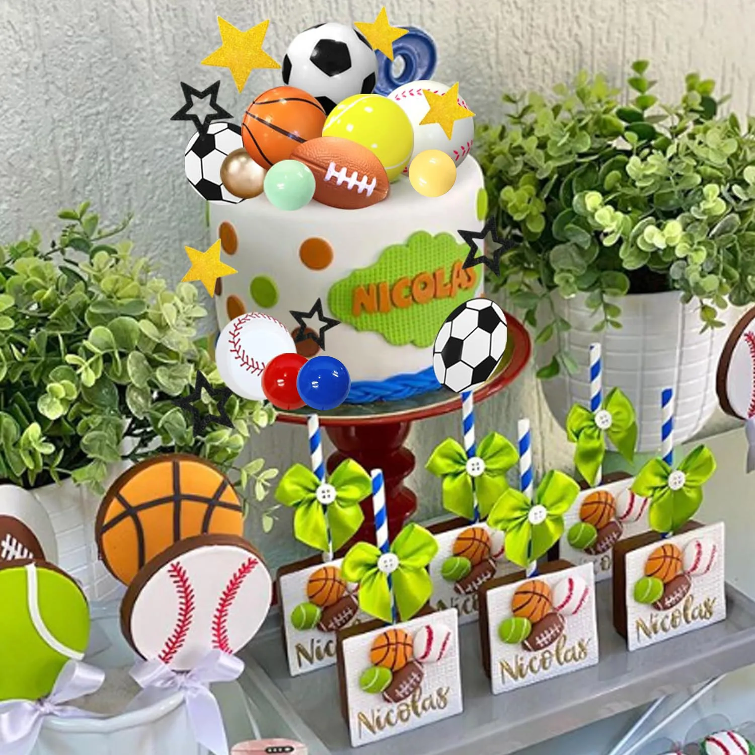 37 PCS Sports Cake Toppers Sports Cake Decoration with Soccer Football Baseball Basketball Tennis Golf for Boys Men Sports Theme