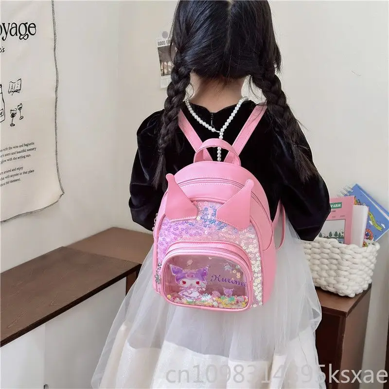  Mini Backpack for Girl Kawaii Hello Kitty Melody Kuromi School Bag Cute Portable PU Leather PU Leather Purse and Handbag