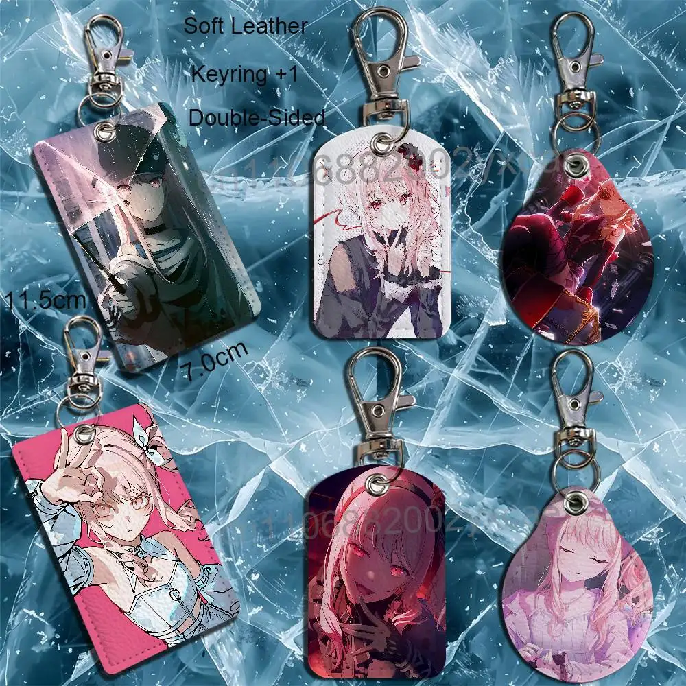 Dark and Cool Akiyama Mizuki Project Sekai Leather Keychain Badge Holder with Lanyard ID/Access Card Holder, Key Ring Accessory