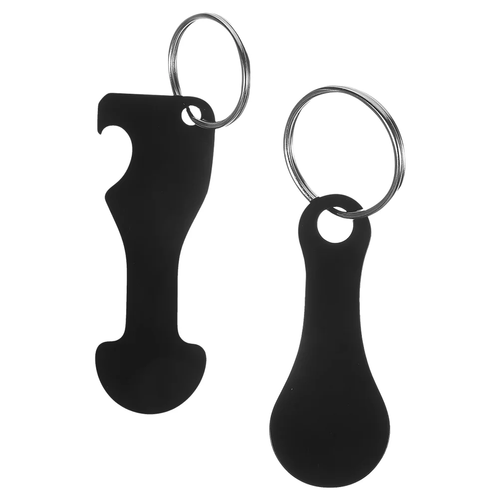 2 Pcs Token Keychain Cart Bottle Opener Grocery Shopping Trolley Coin Tokens Ring