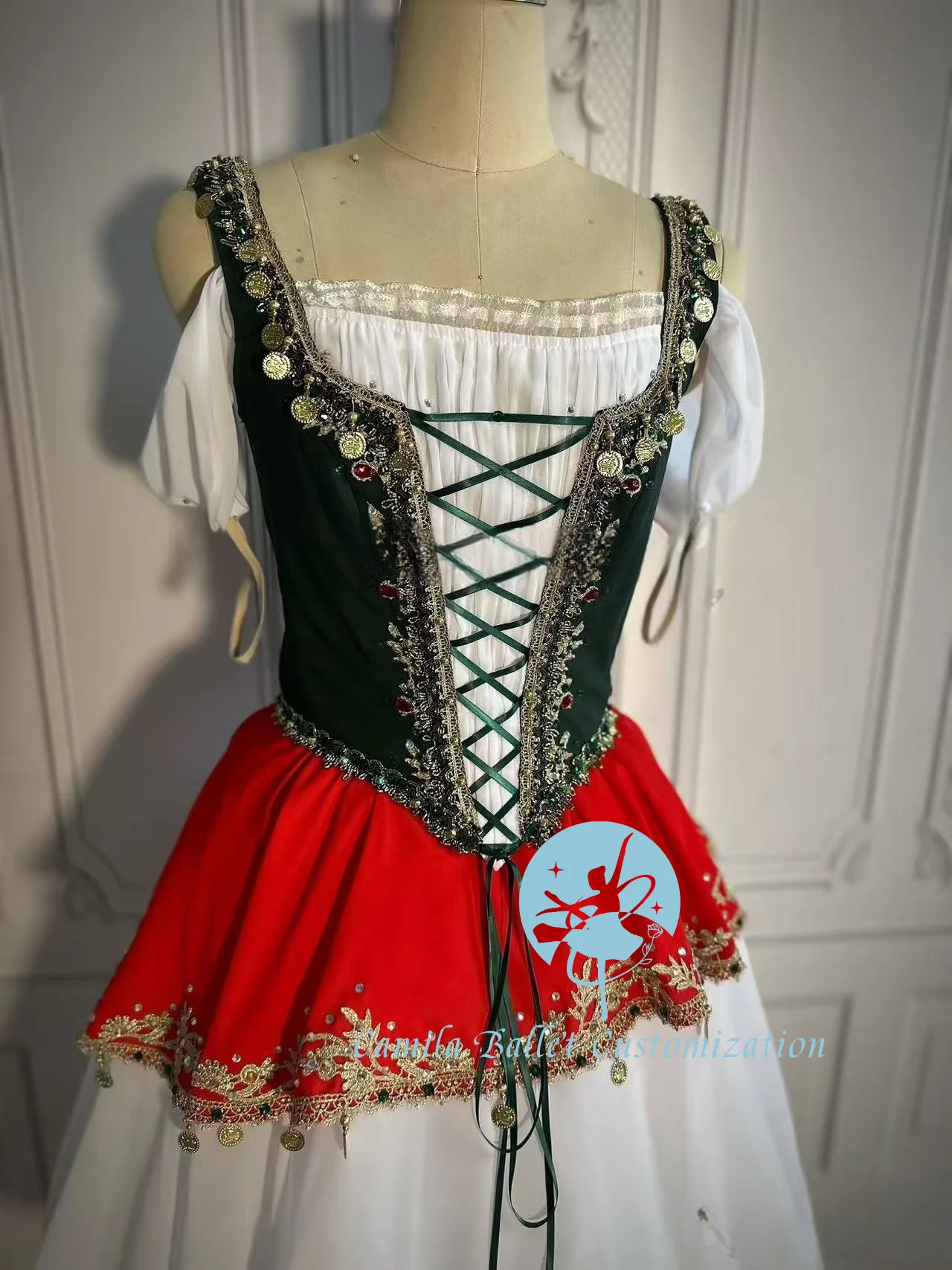 الراقية الجديدة الخاصة المخصصة Esmeralda الاختلافات أداء الباليه المنافسة PDE تنورة طويلة من الشاش للبالغين والأطفال #2