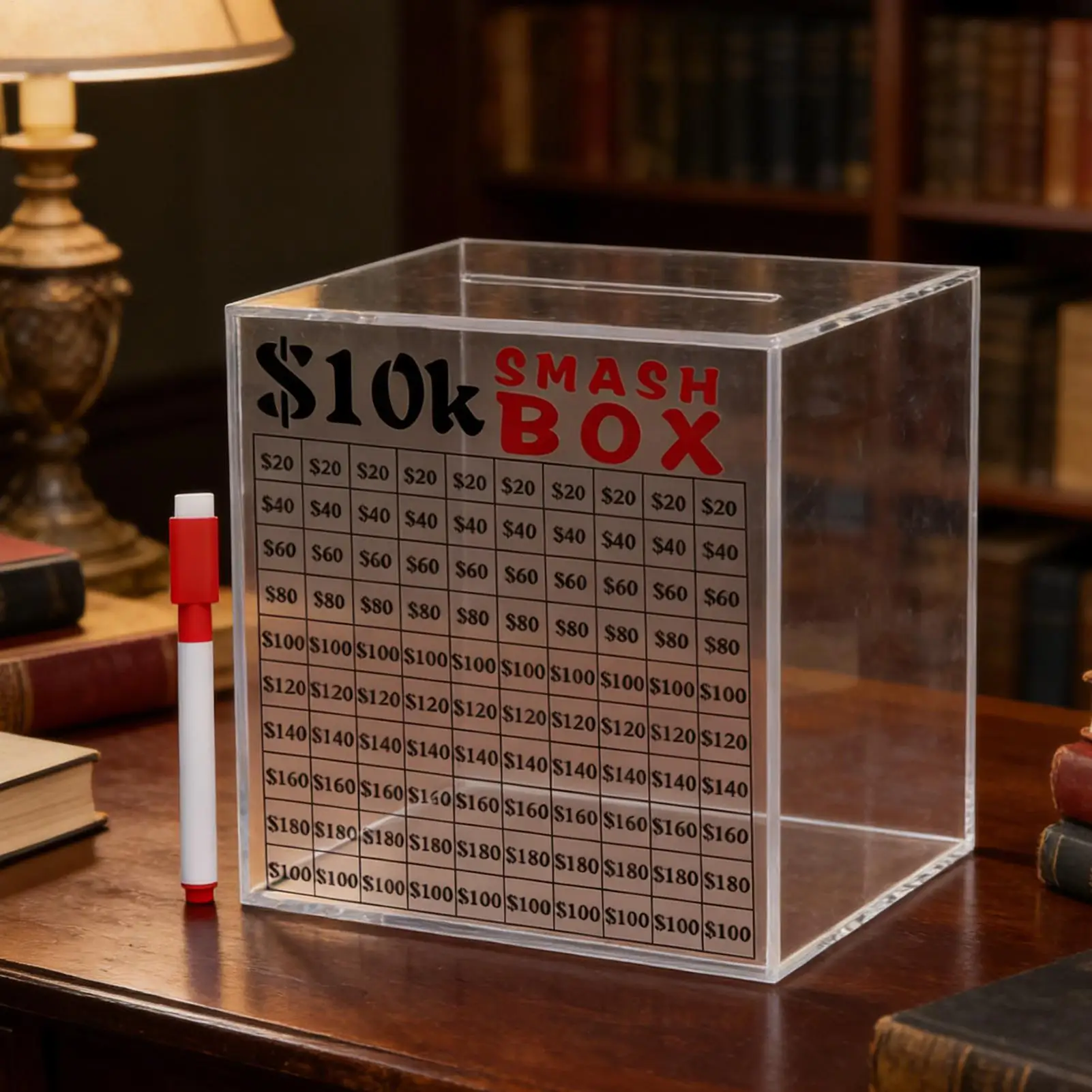 10k Savings Challenge Box Unbreakable Acrylic Clear Bank Cash Savings Box Transparent Piggy Bank For Kids Company Offices