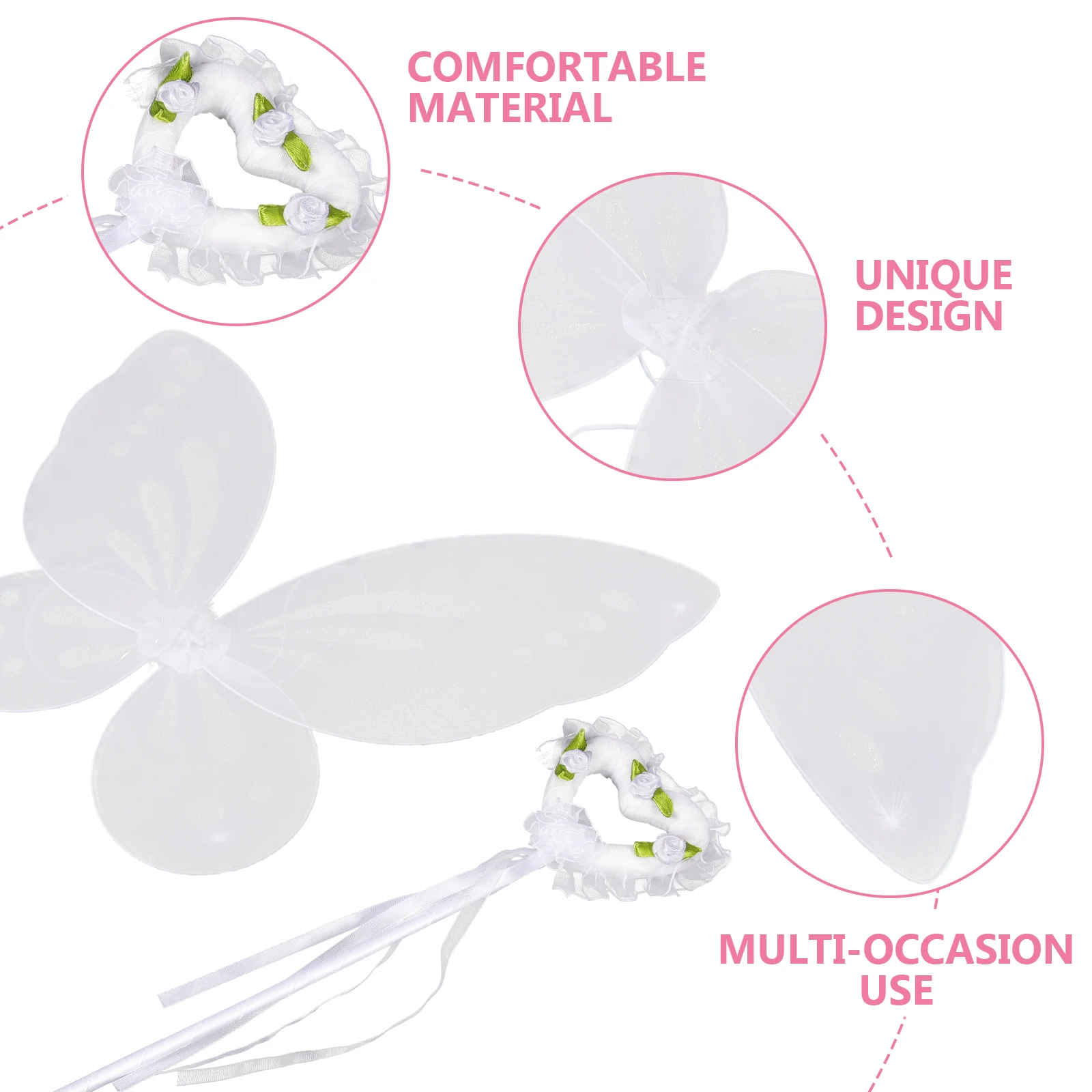 1Set Butterfly Wing Fairy Wand Costume Set Lightweight Soft Fabric Kids Cosplay Party Role Play Supplies Fairy Wing