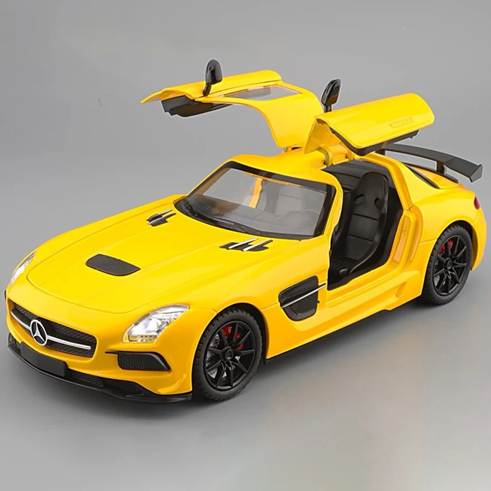 Escala 1:24 sls 300sl carro esportivo modelo de brinquedo som luz puxar para trás portas abertas veículos em miniatura modelos ornamento presentes para crianças