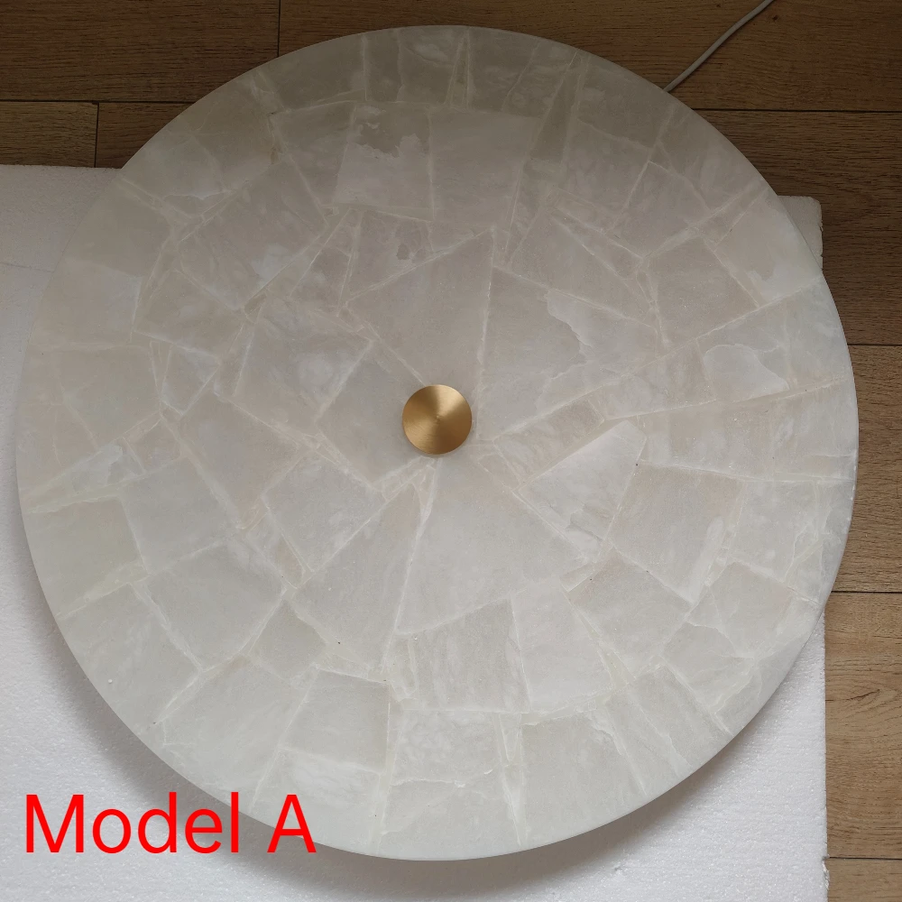 Round Splicing Spanish Marble Alabaster Ceiling Lamp Bedroom Living Room Dining Room Corridor All-copper Wall Lamp Indoor Decor