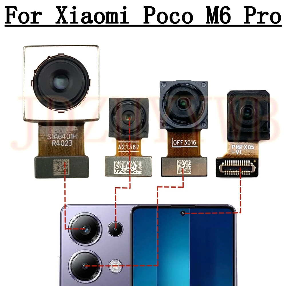 Best Quality Front Facing Selfie Camera For Xiaomi Poco M6 Pro Ultrawide Main Rear Wide Back Camera Phone Flex Cable Poco M6Pro