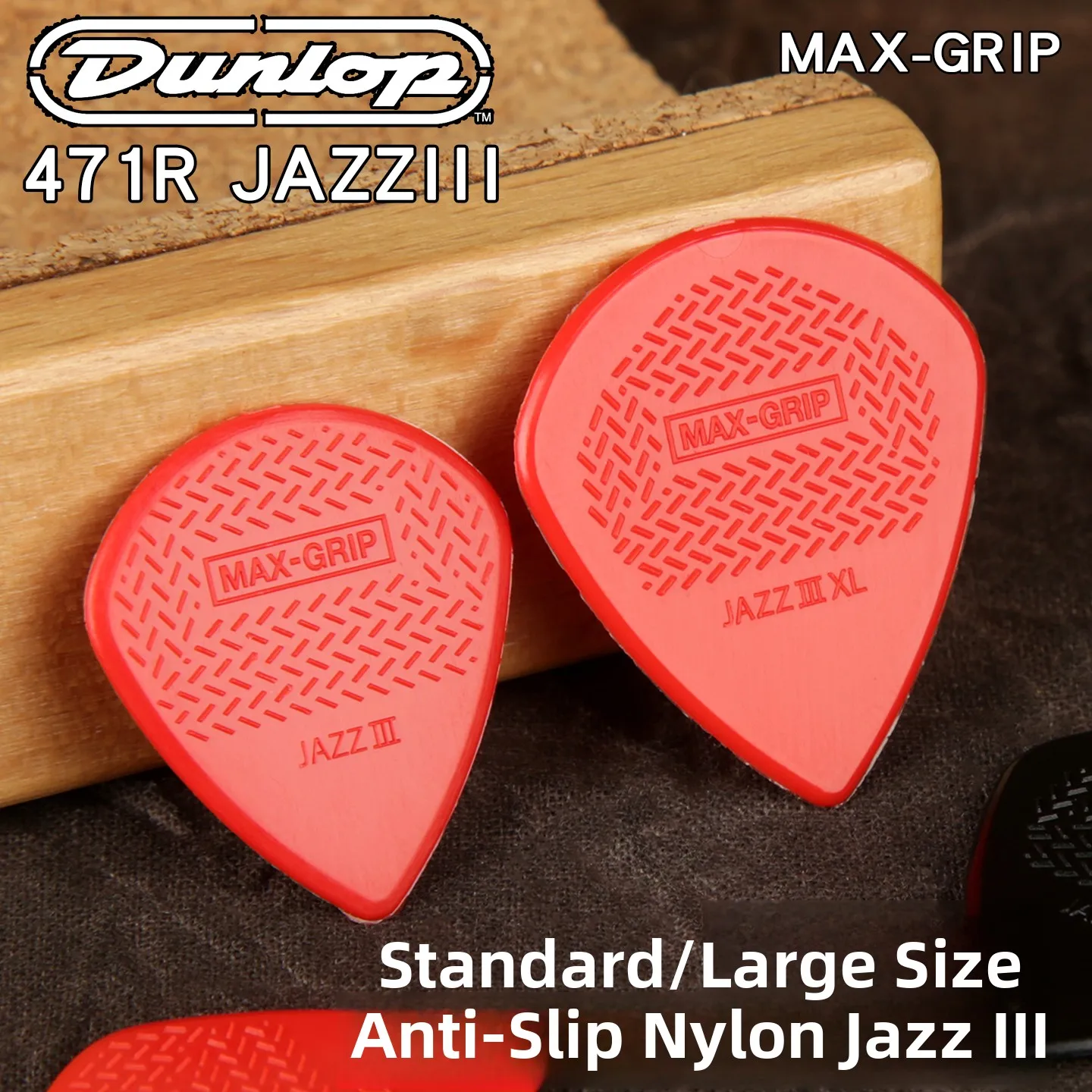 Dunlop 471R3N Maxi Nylon Jazz3  Guitar Speed Pick Slide Large Size Anti-slip Floating Point Jazz Guitar Picks