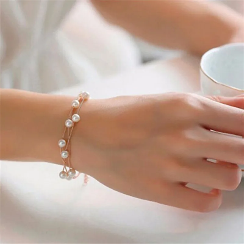 Fashion Wedding Jewelry Imitation Pearl Simple Necklace Set Matching Bracelet Earring For Women Engagement Party Accessories