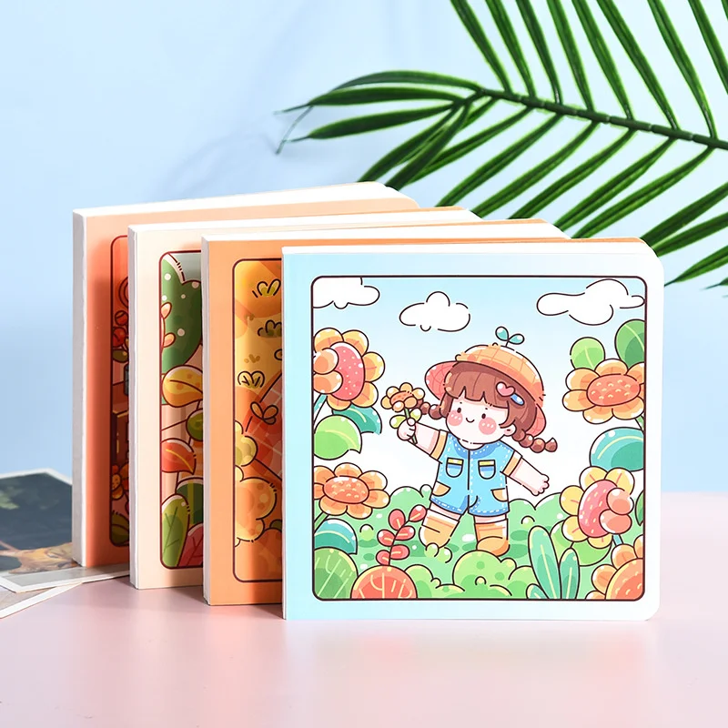 

Cute girl Mini Sketchbook square style 140*140mm Drawing Book Thickened Blank Paper 100sheets Children's Painting Graffiti Book