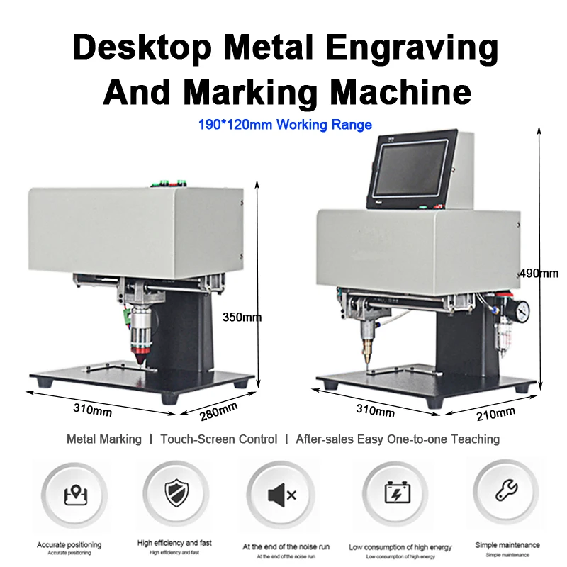 Desktop Portable Metal Engraver Engraving And Marking Machine 190*120mm Working Range 3-Axis Touch Screen Metal Copper Plotter