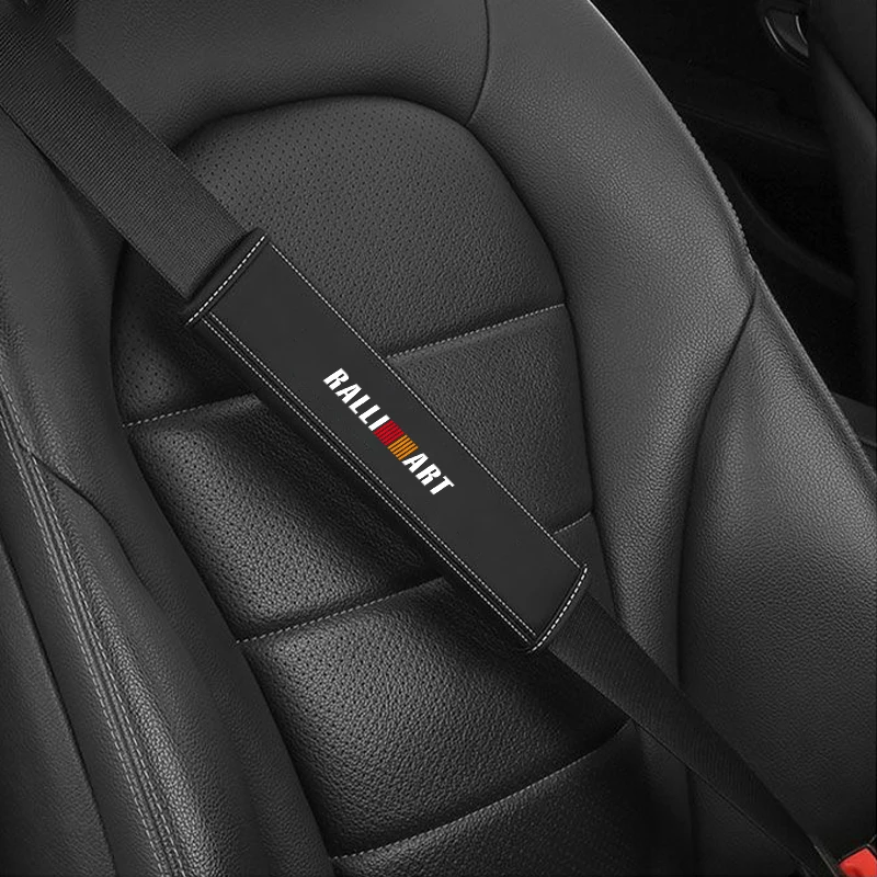 

2Pcs For Mitsubishi Ralliart Asx Lancer 9 Outlander 3 l200 Pajero Nappa Leather Seat Belt Covers Styling Interior Car Accessorie