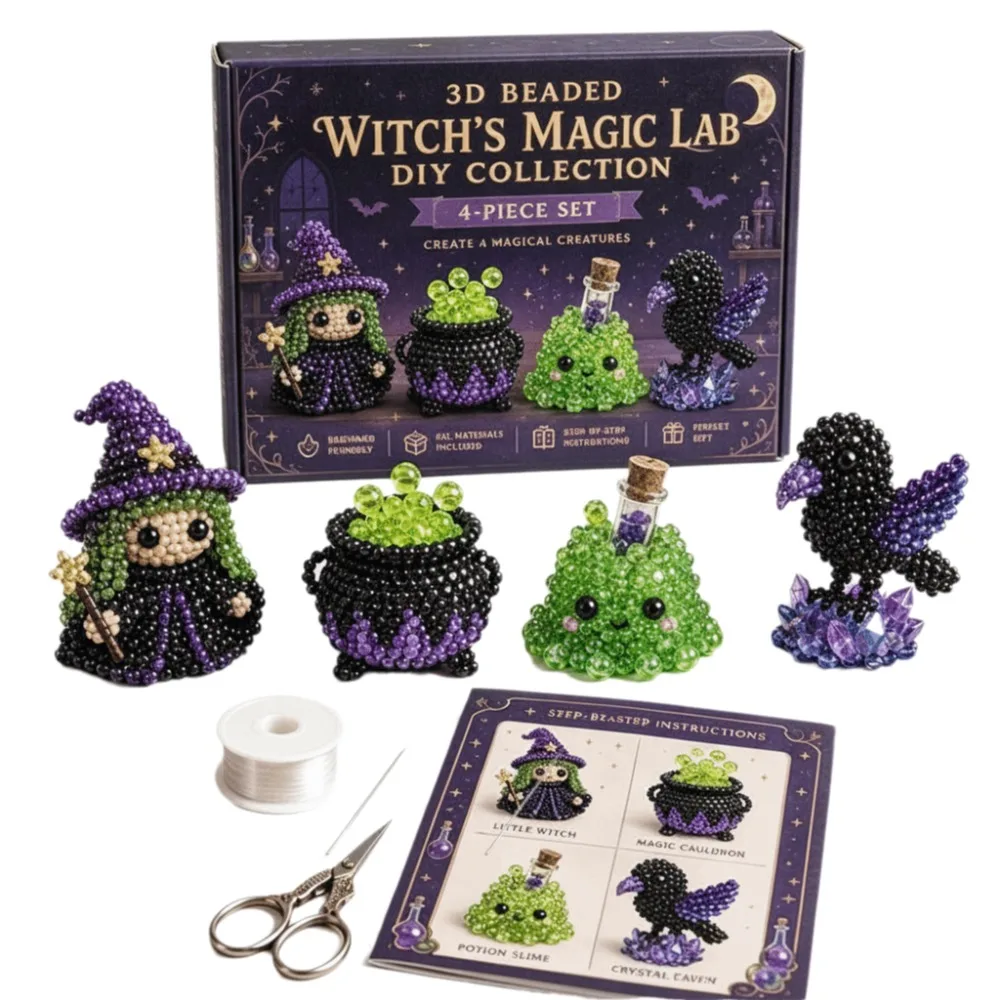 Tiny Beads Halloween Beaded Dog Kit Cute Design Creative Craft 3D Beaded Animal Kit Animal Shape Bead Weaving Kit